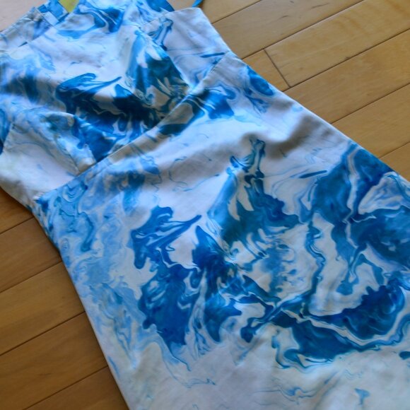 Anthropologie Maeve Marbled Waters Dress White Blue Size 4 - Picture 3 of 13